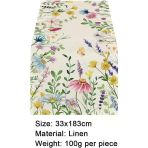 Masa Örtüsü, 33X183cm Çiçekli Bahar Deseni, Dayanıklı Polyester Kumaş Kır Evi Stili, Rustik Mutfak Dekorasyonu, Iç Dış Mekan Yemek Masası Aksesuarı, Yıkanabilir Şık Süsleme