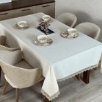 Masa Örtüsü, Leke Tutmayan Yemek Masası Örtüsü, Gardenya Kumaş Masa Örtüsü,krem - 150 x 150 cm