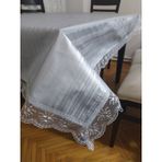 Masa Örtüsü Pvc Dantel Kenar Çizgili Motif beyaz