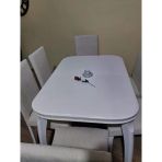 Masa Sandalye 90645 Muz Model Kayın Muz Açılır Parlak Lake Beyaz Giydirme Sandalye