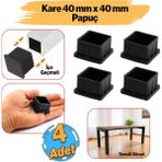 Masa Sandalye Sehpa Ayak Tapası Kare Tıpa Papuç Takoz 40 Mm X 40 Mm Parke Zemin Koruyucu 4 Adet