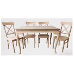 Masa-Sandalye ST Takım Çapraz MODEL HAM Kayın Klasik Aslan Ayak Ve tabla El Yapım - 80x120 - Ahşap