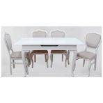 Masa ST Sandalye OTAMATİK AÇIL Model Kayın Aslan ayak Merdiven Avangart Klasik - Beyaz - 120*80*77