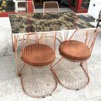 Masa St Tel Sandalye Tk Metal Celik Rose Bakir Japon Ayak Mdf Siyah Mermer Tabla