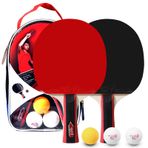 Masa Tenisi 2 Oyuncu Set 2 Masa Tenisi Yarasalar Raketleri ve 3 Ping Pong Topları ile Kapak Çanta YOUMAXE