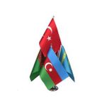 Masa Üstü Bağımsız Türk Devletleri Bayrakları 6'lı Krom Direk + 6 Bayrak