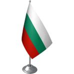 Masa Üstü Bulgaristan Bayrağı Krom Direk Masa Bayrak Seti