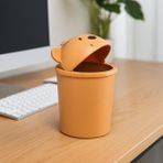 Masa Üstü Çöp Kutusu, Ayıcıklı Çöp Kovası, Mini Çöp Kutusu, Masa Üstü Mini Çöp Kutusu 1 Litre - Turuncu