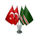 Masa Üstü İçkerya Çeçen Bayrağı Türk Bayrağı Dörtlü Krom Direk Masa Bayrak Seti