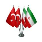 Masa Üstü İran Bayrağı Türk Bayrağı Dörtlü Krom Direk Masa Bayrak Seti