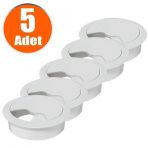 Masa Üstü Kablo Kanalı Deliği Kapağı Beyaz Masa Kapağı 6 Cm (5 Adet)