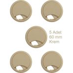 Masa Üstü Kablo Kanalı Deliği Kapağı Krem Masa Kapağı 6 cm (5 Adet)