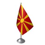 Masa Üstü Makedonya Bayrağı Krom Direk Masa Bayrak Seti