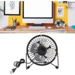 Masa Üstü Metal USB Mini Fan - Sessiz Soğutucu - 13.5 cm Çaplı 4 Kanatlı - Ayarlanabilir Açılı Masa Fanı - 5V 2.5W Güç - USB Girişli Mini Klima Fan - Ofis, Ev, Laptop