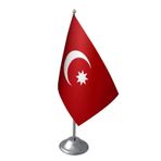 Masa Üstü Osmanlı Devleti Bayrağı Krom Direk Masa Bayrak Seti