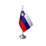 Masa Üstü Slovenya Bayrağı Krom Direk Masa Bayrak Seti