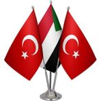 Masa Üstü Sudan Bayrağı Türk Bayrağı Üçlü Krom Direk Masa Bayrak Seti