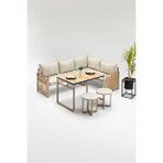MASA VE PUFLU KÖŞE MUTFAK TAKIMI BEJ-KAHVE (BALKON-BAHÇE-MUTFAK)