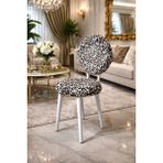 Masal Home White Leopar Makyaj Sandalyesi - Siyah - Beyaz