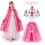 Masal Prensesi Pembe Pelerin ve Taç Seti (85 cm) (4604)