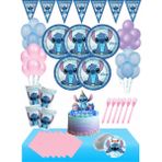 Masal Şekerleme Lilo & Stitch 24 Kişilik Rozetli Doğum Günü Seti - Pasta Süsü - Stich Pembe Tema