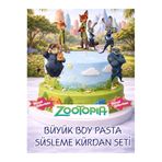 Masal Şekerleme Zootopia Büyük Boy Özel Kesimli Pasta Süsleme Kürdan Seti, Zootropolis Cake Topper, Zotopia