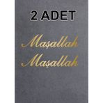 Maşallah 2 Adet Maşallah Yazı Sticker Araba Oto Motosiklet Karavan Etiket 00054 - 20x5 Cm - Altın