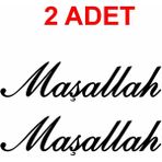 Maşallah 2 Adet Maşallah Yazı Sticker Araba Oto Motosiklet Karavan Etiket 00054 - 30x7 Cm - Siyah