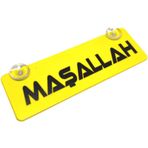 Maşallah Yazılı Sarı Dekor Plaka Vantuzlu Cam Süsü