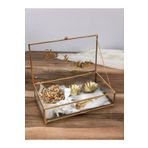 Masalsı Concept Cam Küçük Metal Çerçeveli Sunumluk Kapaklı Sandık Çikolata Söz Nişan Takı Yüzük Kutusu 25x14 Cm