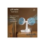 Masaüstü Dijital Ekranlı Çift Fanlı Led Işıklı Soğutucu Fan Ev Ofis Şarjlı Vantilatör FRTKGT55EM-EM-fan5