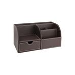 Masaüstü Düzenleyici,Kalemlik,Kumandalık,Küpbloknotluk,Tabletlik,Kitaplık,6 Gözlü,Çekmeceli,Desktop Organizer,Vegan,24,5 * 13 * 12,Kahverengi