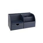 Masaüstü Düzenleyici,Kalemlik,Kumandalık,Küpbloknotluk,Tabletlik,Kitaplık,6 Gözlü,Çekmeceli,Desktop Organizer,Vegan,24,5 * 13 * 12,Lacivert