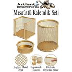Masaüstü Fileli Kalemlik Seti 3 Parça 1 Paket 3 Lü Masa Üstü Düzenleyici Kalemlik Küp Notluk Ataşlık