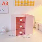Masaüstü Kalemlik Organizer 7 Bölmeli Kawaii Kapaklı Mini Çekmeceli Kalemlik - Pembe