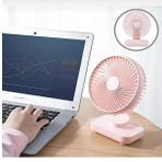 Masaüstü Mini Fan 4 Kademeli 4000mAh Şarjlı Ultra Güçlü Taşınabilir Vantilatör D606 Pembe