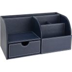 Masaüstü Organizer,kalemlik,kumandalık,küp Bloknotluk,tabletlik,kitaplık,6 Gözlü,çekmeceli,lacivert - 24,5X13X12 cm.