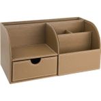 Masaüstü Organizer,kalemlik,kumandalık,küp Bloknotluk,tabletlik,kitaplık,6 Gözlü,çekmeceli,vizon - 24,5X13X12 cm.