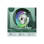 Masaüstü Vantilatör Usb Şarjlı Rgb Led Işıklı 3 Kademeli 180° Ayarlanabilir Soğutucu Fan Yeşil Mirem0015k-Fan11