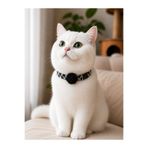 Masc Ozc Siyah Gül Motif Lastik Şeritli Papyon Kedi Köpek Tasma 33cm
