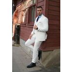 Maserto Slim Fit Beyaz Takım Elbise Düz Desenli MSTKM349 (54)