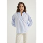 Masha Kate Mavi Çizgili Popover Bluz - 44