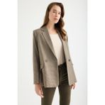 Masha Kate Yünlü Kazayağı Blazer Ceket - Desenli - 42
