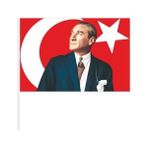 Masho Trend 10 Lu 20 x 30 cm Raşel Sopalı Bayrak Atatürk Ayyıldız Bayrak Türk Bayrağı Sopalı Ayyıldız Bayrak - Kırmızı - Beyaz