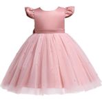 Masho Trend Helsinki Inci Detaylı Amerikan Satenli Kız Çocuk Abiye - Kız Çocuk Elbisesi - Pudra Pembe - 3 - 4 Yaş