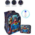 Masho Trend Kabartmalı Süper Batman Okul Çantası + Beslenme + Suluk Batman Çanta Ilkokul Çanta Erkek Okul Çanta - Sırt Çantası - Çok Renkli - 37 x 27 x12 cm