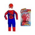 Masho Trend Kırmızı Mavi Baskılı Spiderman Kostümü - Örümcek Adam Kostümü + Spiderman Taso Atan Eldiven - 7 - 8 Yaş