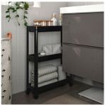 Masho Trend Siyah Vesken Tekerlekli Raf Unitesi - 3 Katlı Vesken Raf - Banyo Rafı - Mutfak Rafı - 54 x 18 x 71