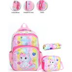 Masho Trend Soft Unicorn Okul Çantası + Beslenme + Kalemlik + Kız Sırt Çantası Atcık Çanta - Çok Renkli - 40 x 28 x 18 cm