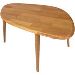 Masif %100 Doğal Ahşap Modern Oval Asimetrik Demonte Orta Sehpa - Meşe